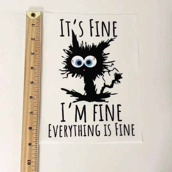 Anxiety Cat Iron-On Fabric Decal - Picture 3 of 7